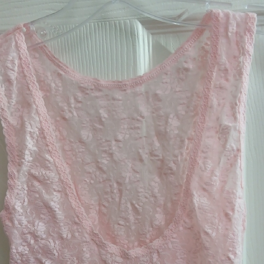Vintage‎ Pink Floral Lace One Piece Bodysuit Size M Feminine Sheer - Picture 7 of 14